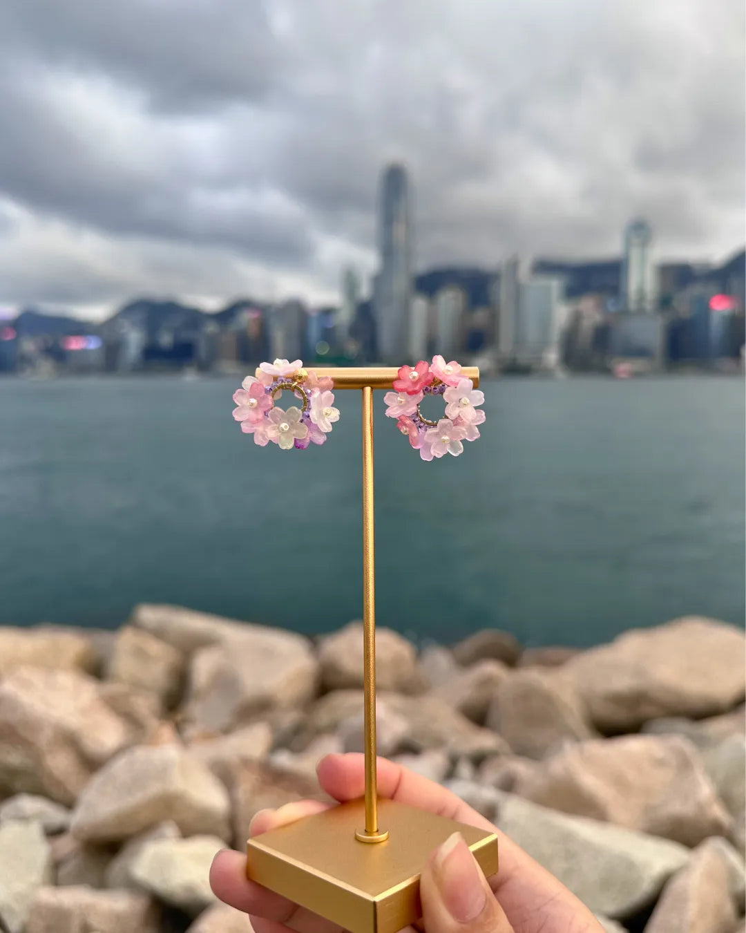 Sakura Wreath 櫻花小花環手編耳環