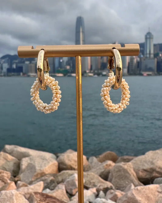 Circle of Life 白色小圈兩用耳環