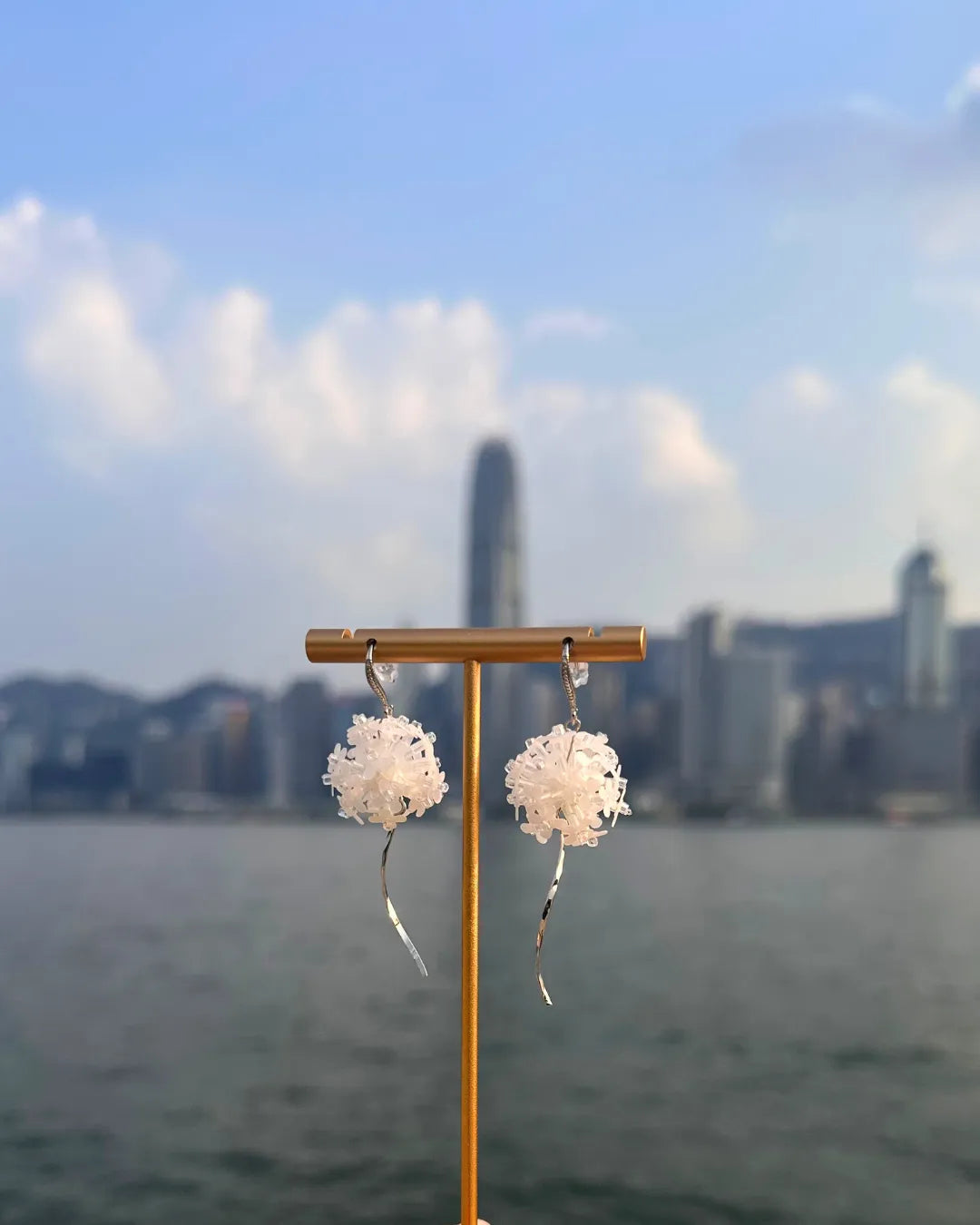 Dandelion Lite 銀白蒲公英微鑲鋯石耳環