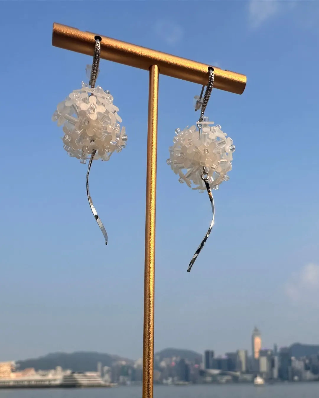 Dandelion Lite 銀白蒲公英微鑲鋯石耳環