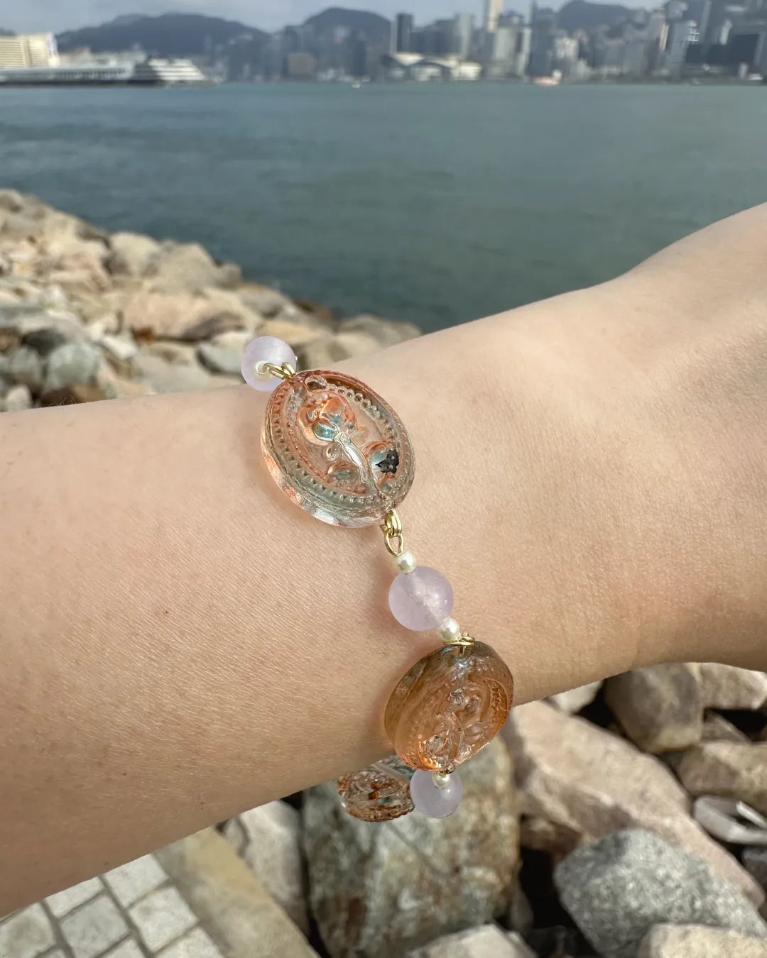 Glassy Rose 霧粉玫瑰摩根石手鏈
