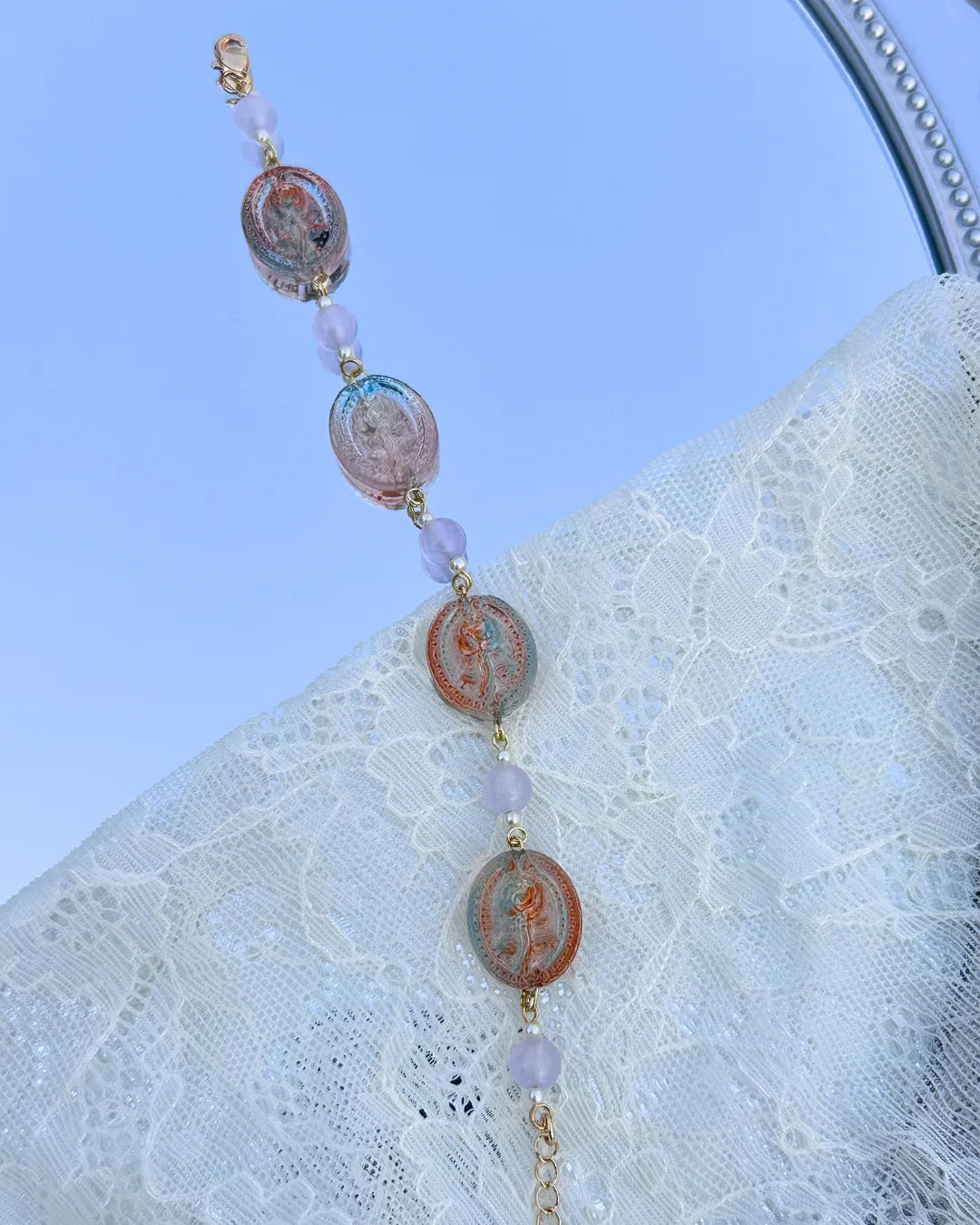 Glassy Rose 霧粉玫瑰摩根石手鏈