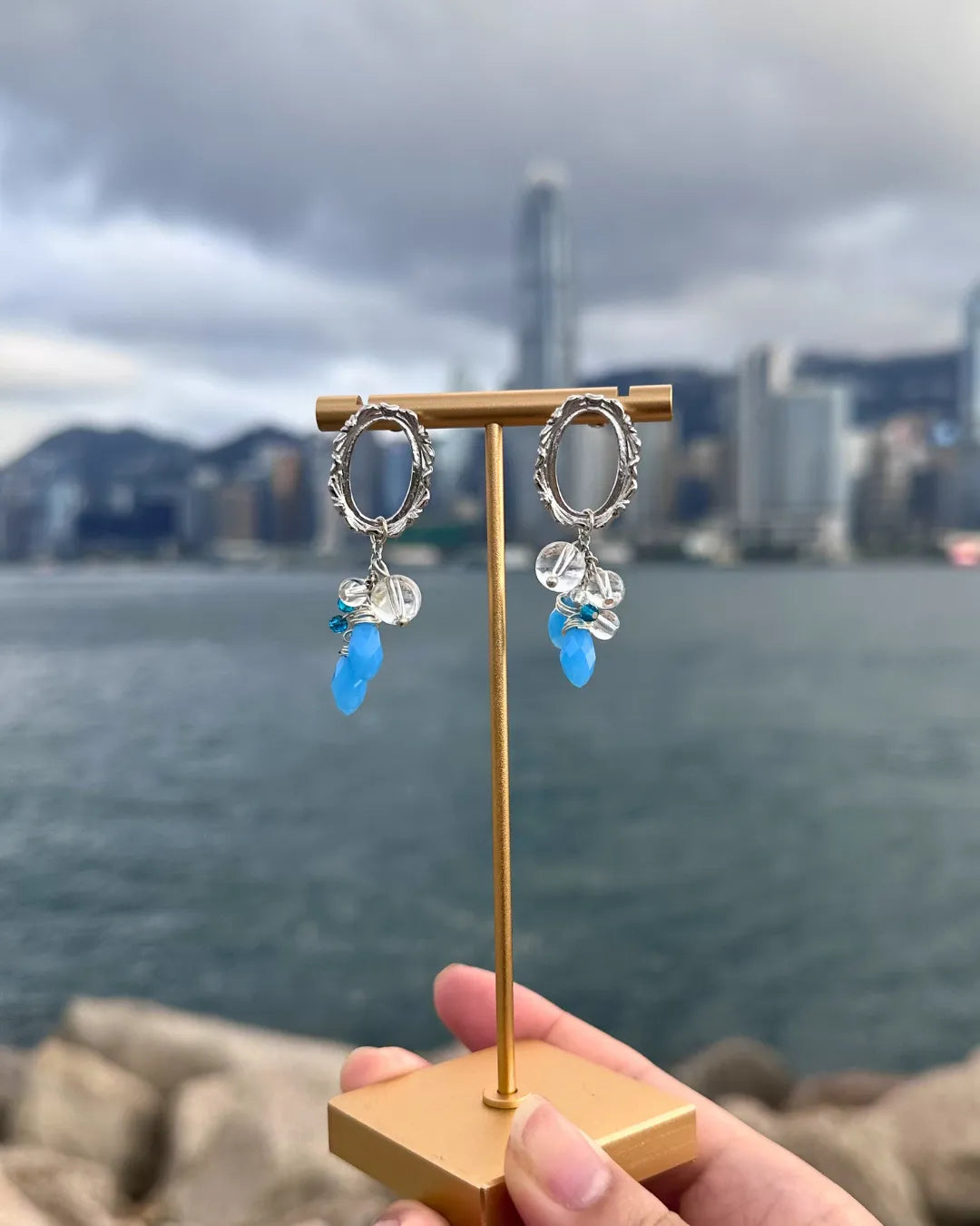 Infinite Frame 泡泡珠玻璃耳環