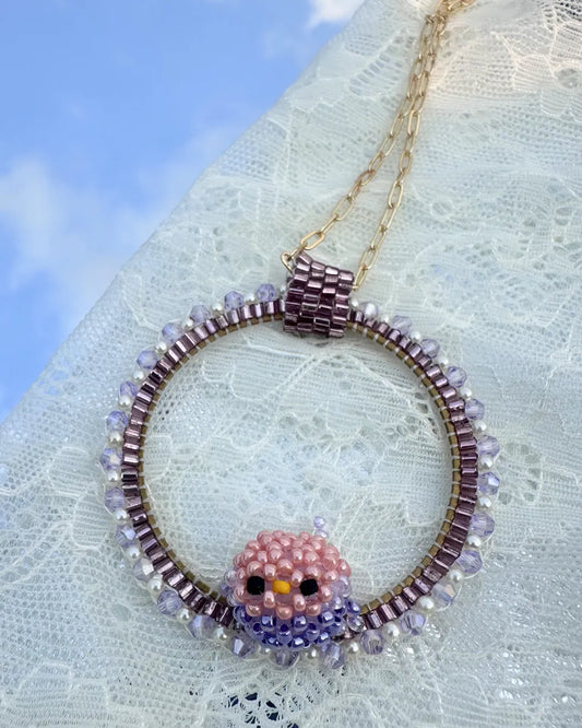 Little Bird Series | Purple Finch Beaded Extra Long Necklace