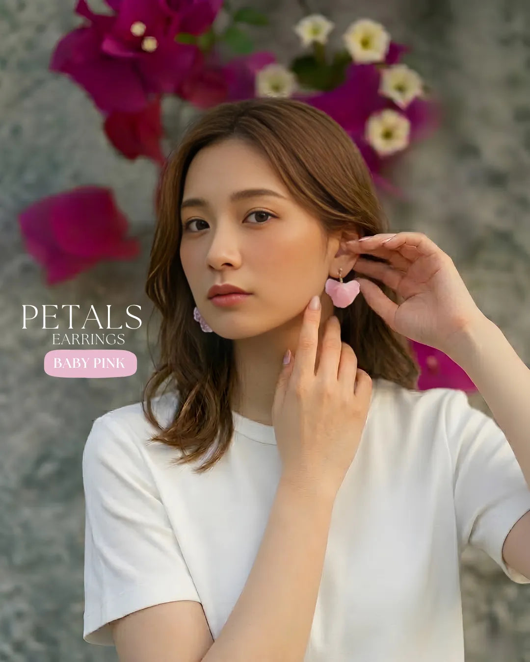 Petals 磨砂粉紅花瓣耳環