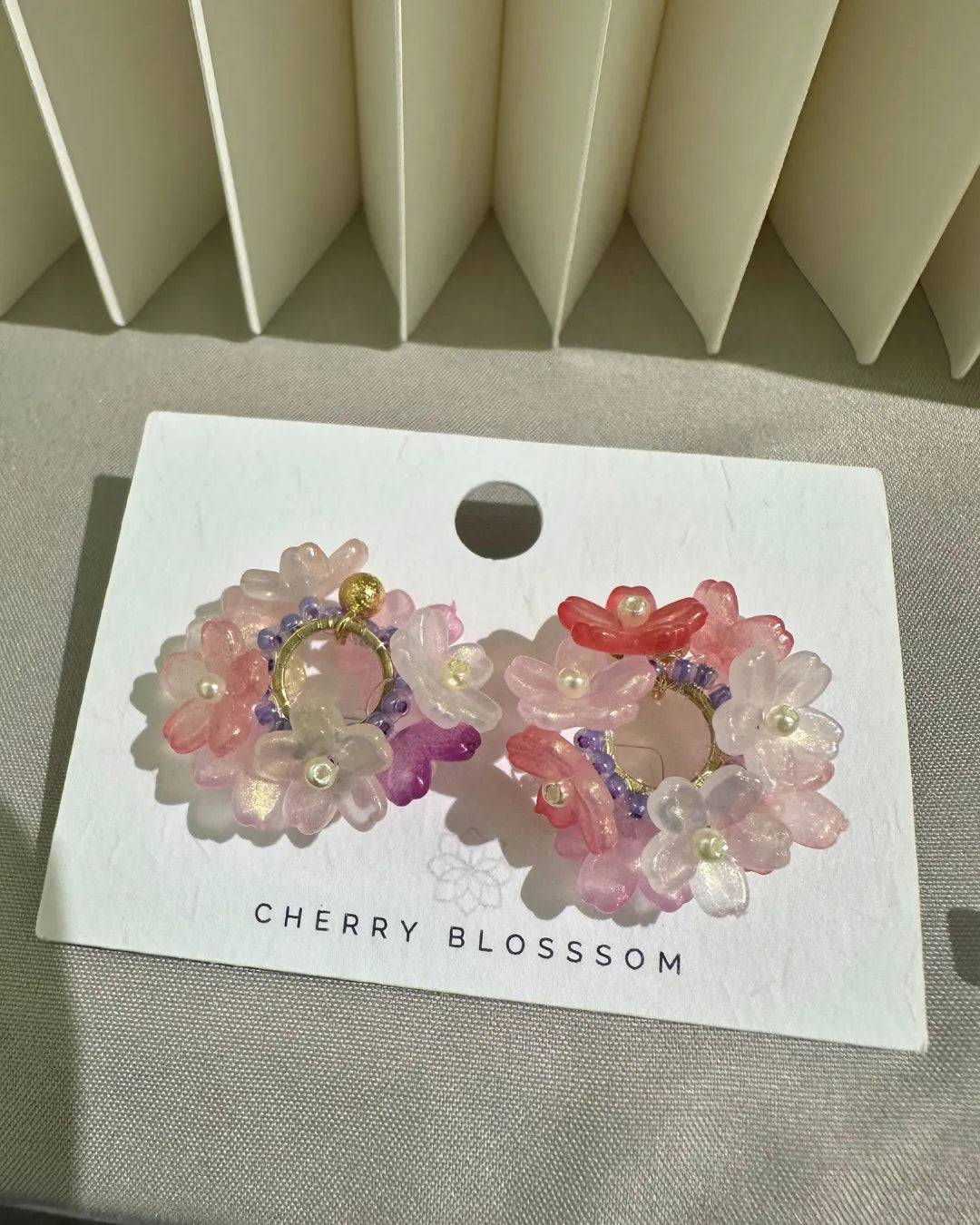 Sakura Wreath 櫻花小花環手編耳環