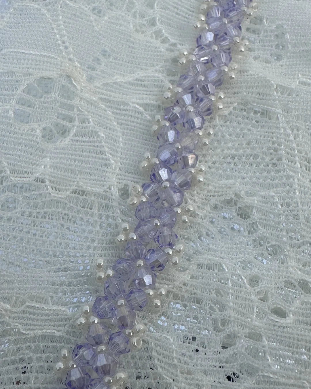 Sophie 系列 ｜ 薰衣草紫手編切角玻璃珠手鏈