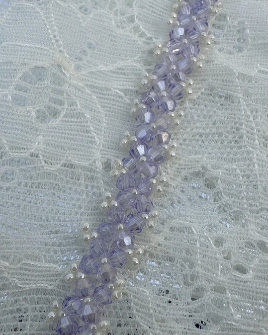 Sophie 系列 ｜ 薰衣草紫手編切角玻璃珠手鏈