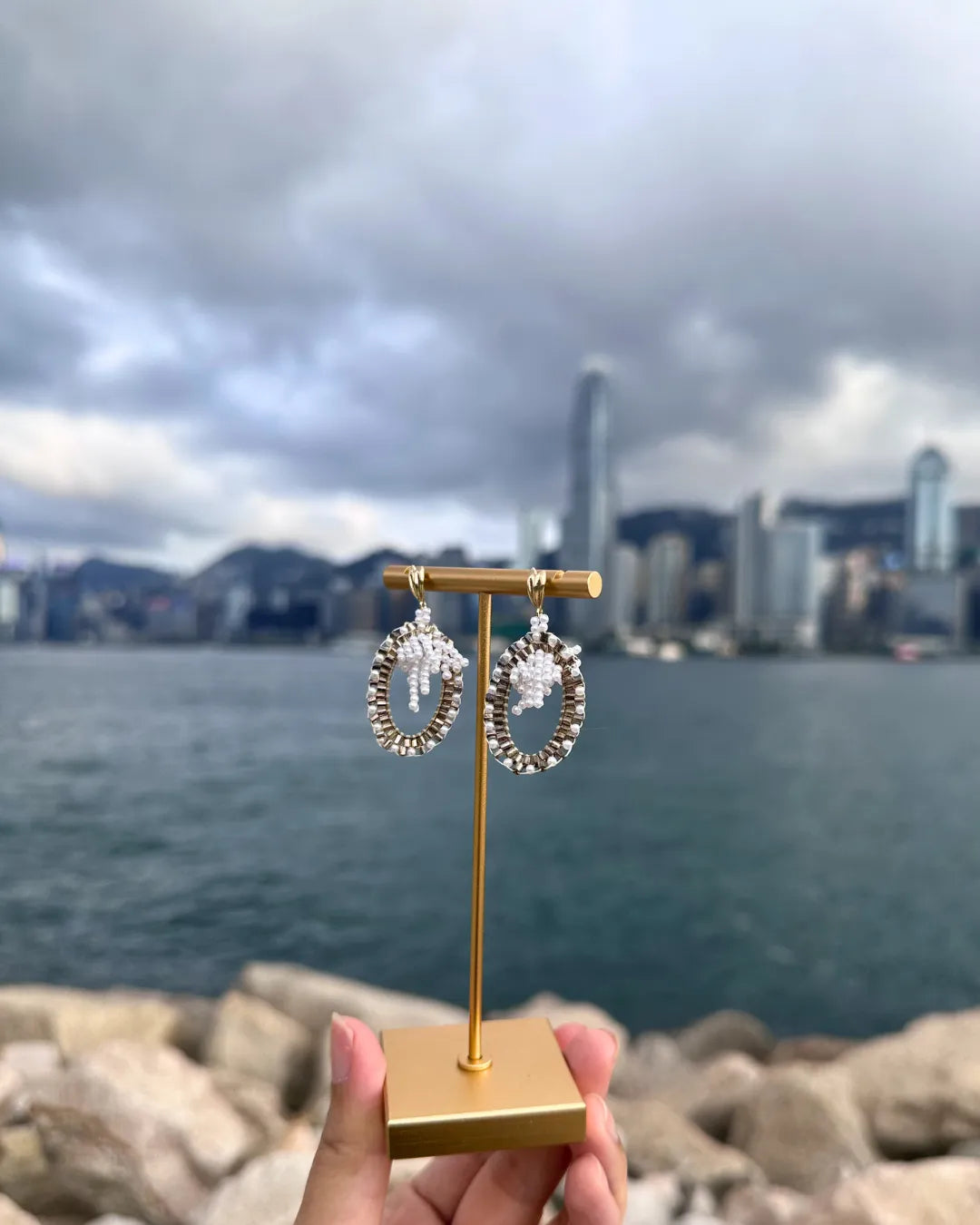 Waltz金光橢圓耳環