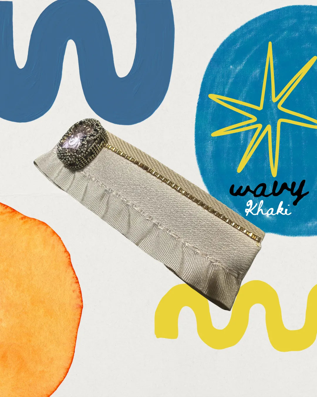 波浪微光｜Wavy 復古卡其布藝閃石髮夾