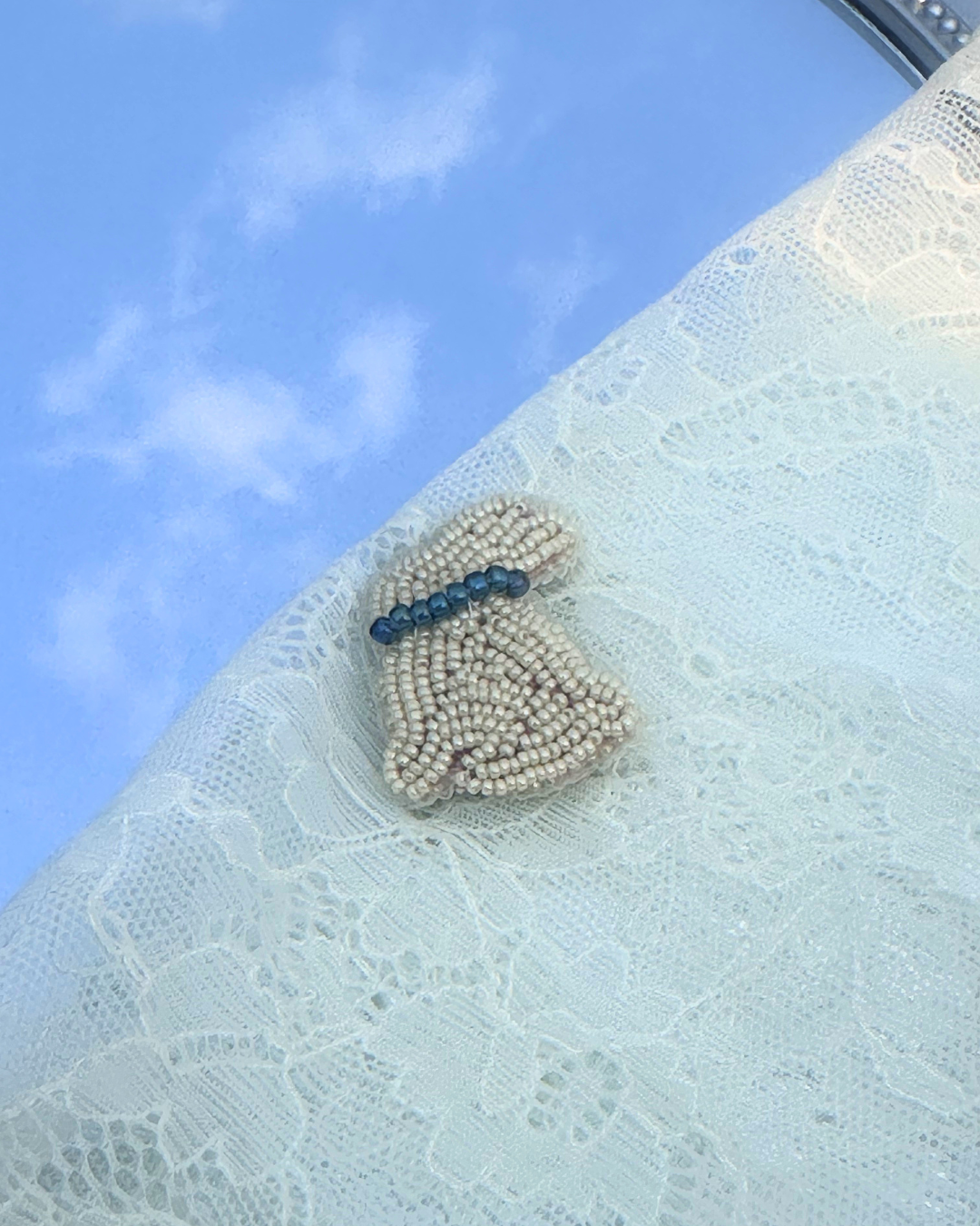 White Rabbit Beaded Embroidered Brooch